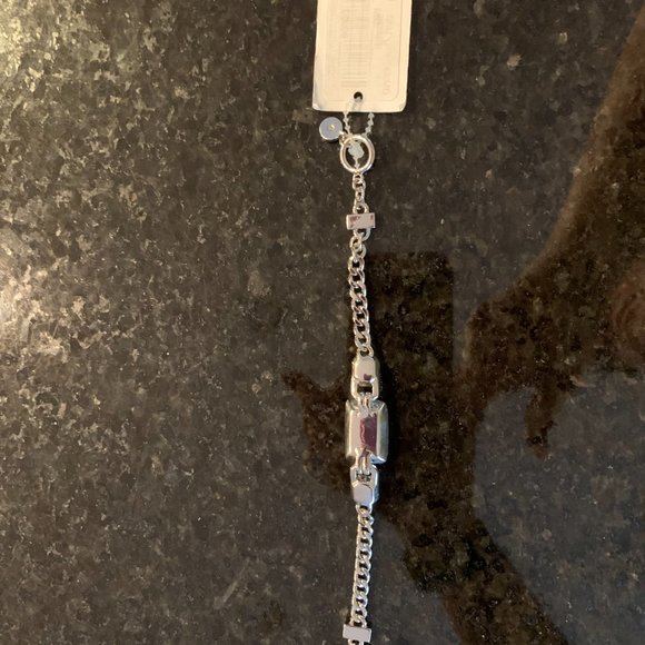 Silvertone Bracelet with Amber Colored Stones - New! - Picture 3 of 4